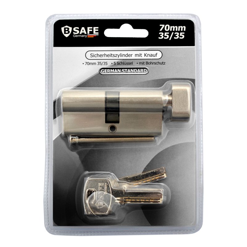 Safety button cylinder 70 mm (35/35) with 5 keys
