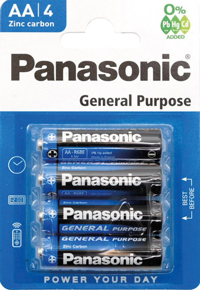 Panasonic R6 AA 4-pack battery on map