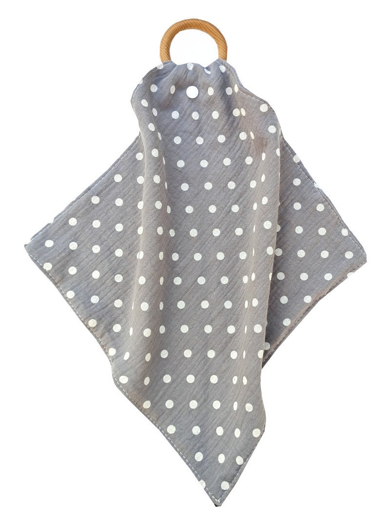 Gray cotton bib with white dots