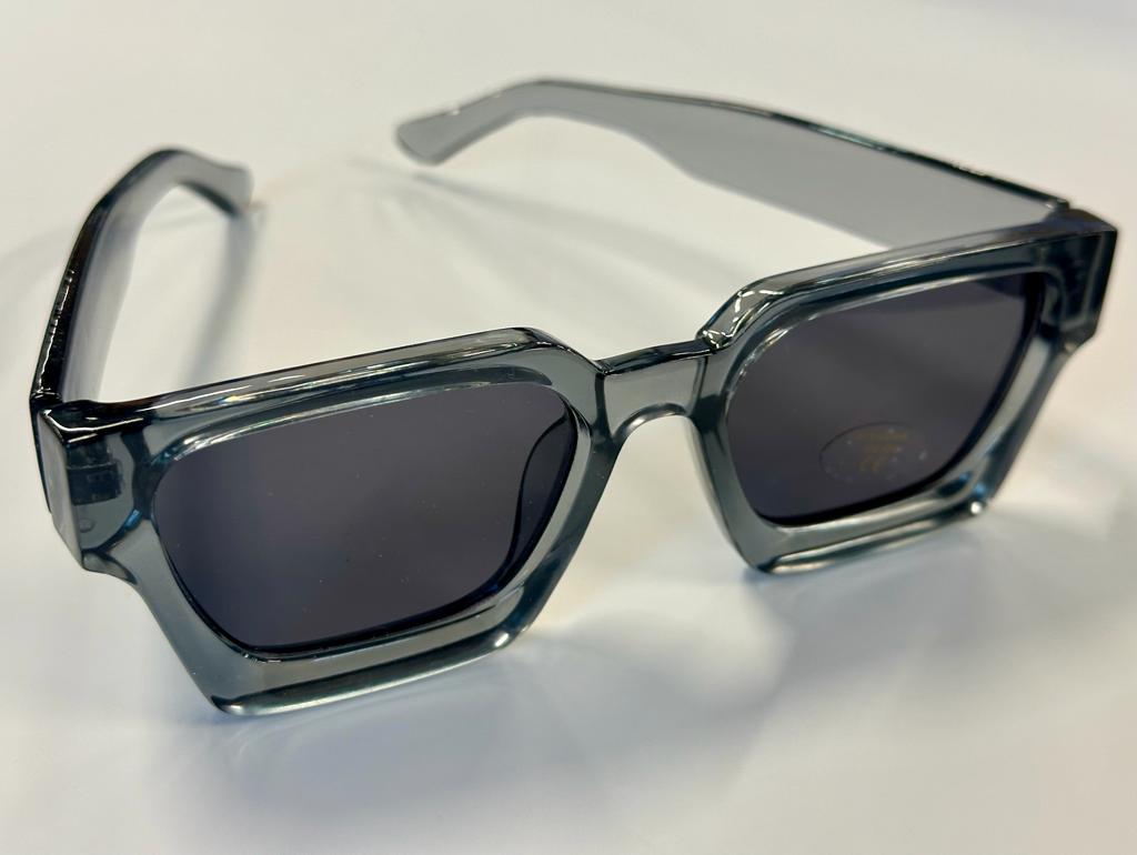 (23) Transparent gray rectangular sunglasses. Cat.3 glasses.  THIS