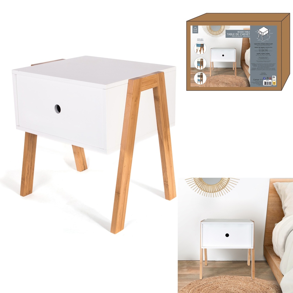 White stackable bedside table