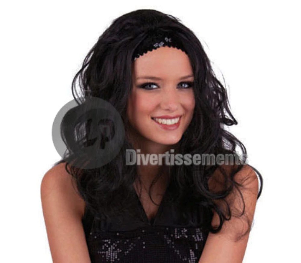 Perruque cheveux longs gogo danseuse – noir