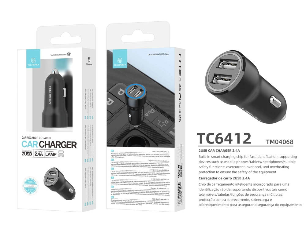 2.4 A car charger with cigarette lighter socket