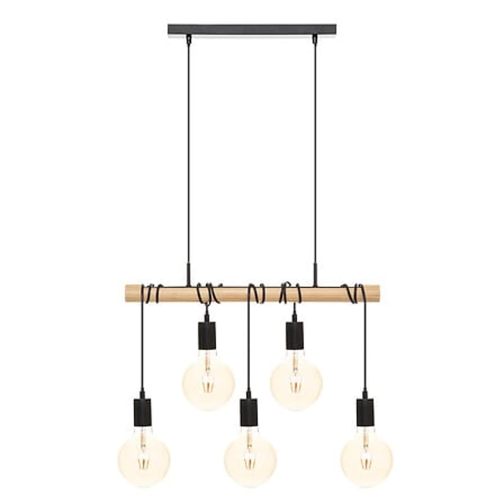 Quintuple metal pendant light Jake black L120 cm