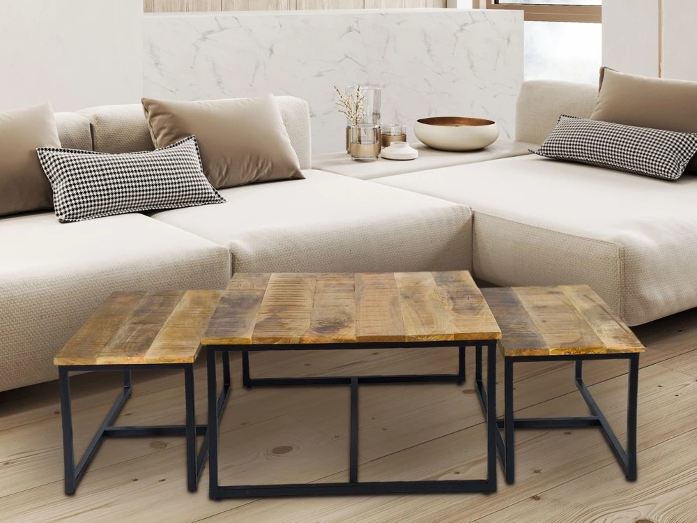 Table basse – ensemble de 3 tables d’appoint 