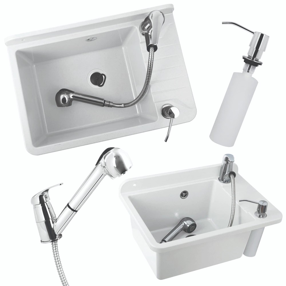 Kitchen or utility sink with ZELVO faucet