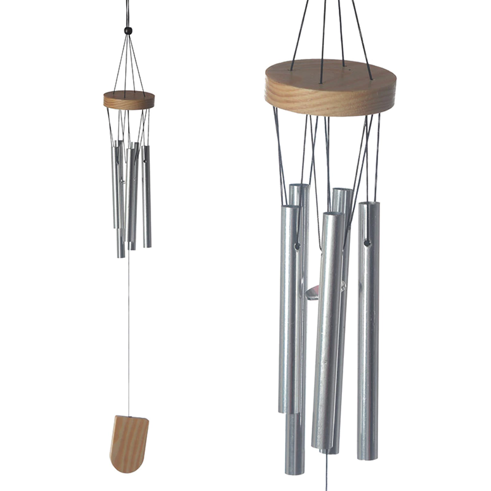 Carillon à vent en bois avec tubes en métal 37 cm