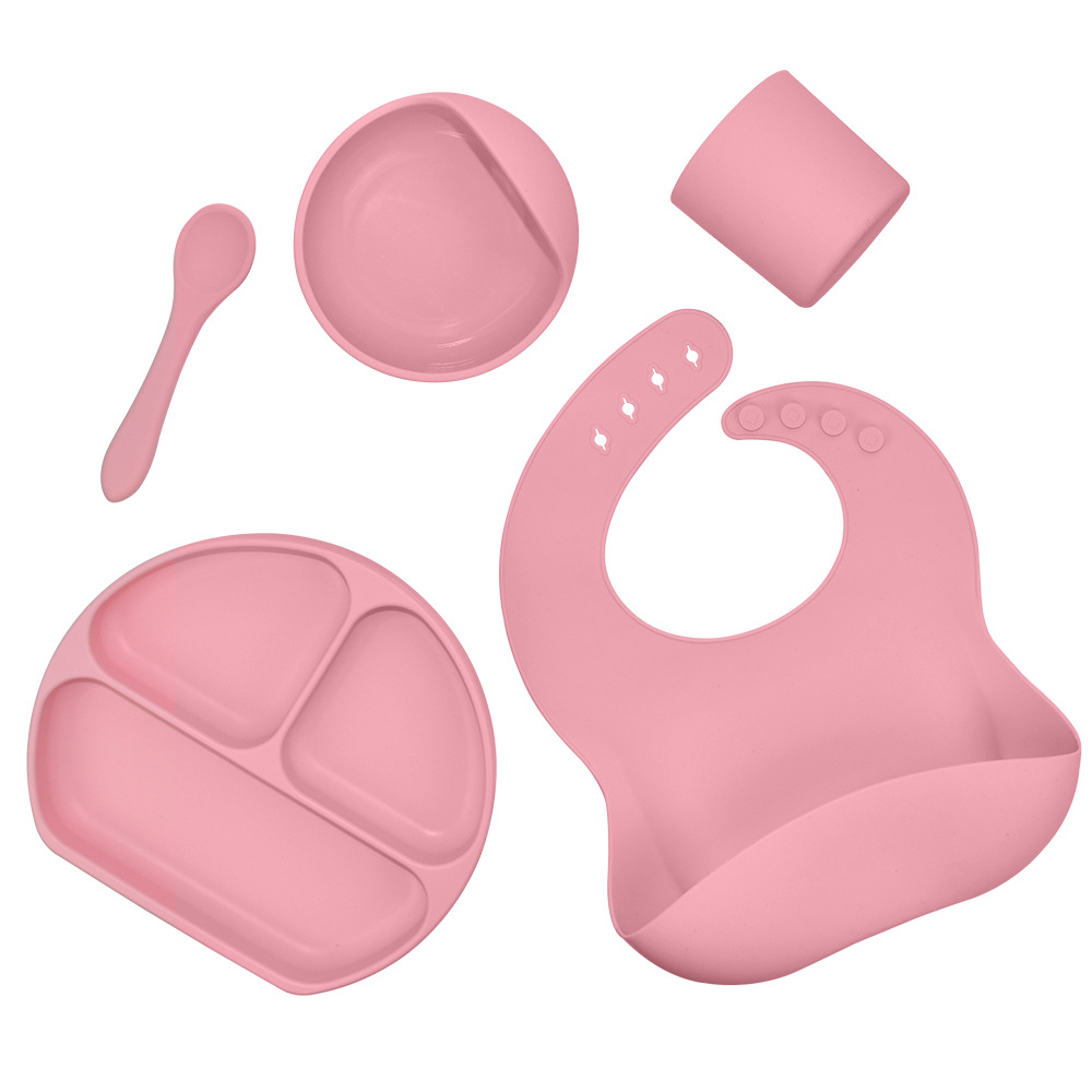 Beautiful complete pink silicone meal kit, BPA free