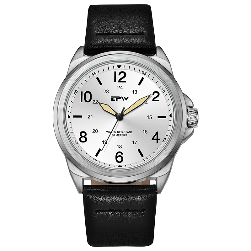Chic Retro Quartz Watch with ivory background and black strap.