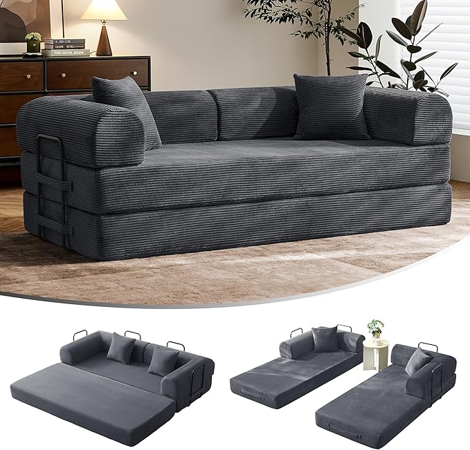Dark gray convertible sofa