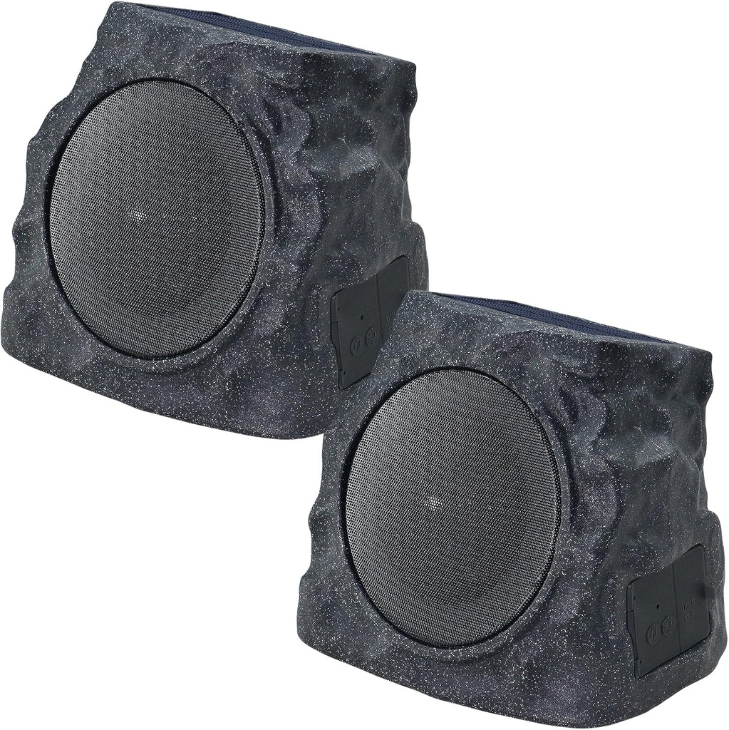 2x Enceintes Exterieures solaire Bluetooth / Rocher Noir