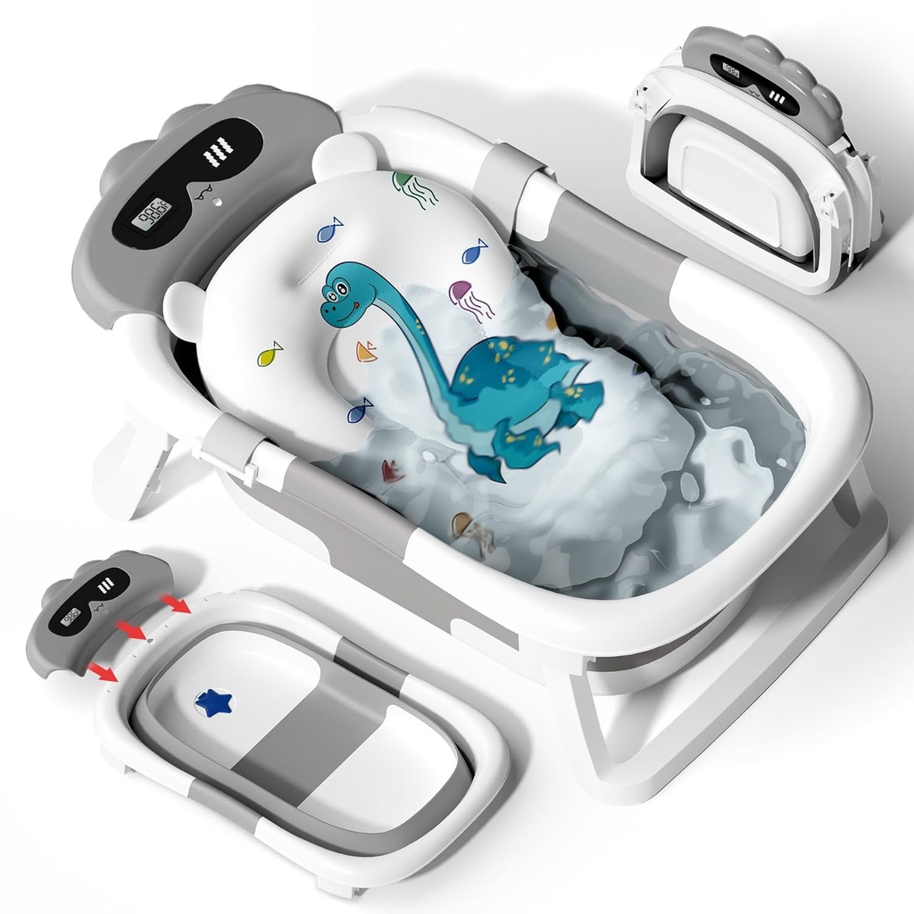 AVIDOR Baignoire bébé pliable – De la naissance à tout-petit –pieds antidérapants 