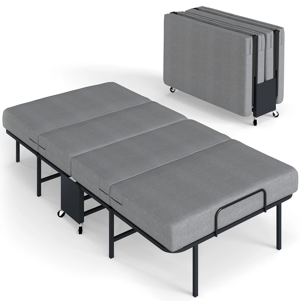 Folding bed with mattress – Portable 1-seater extra bed