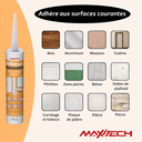 Mastic silicone SILIMAX Flex Plus – Acryliqu intérieur/extérieur, peinturable, blanc 280 ml