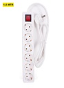 [005143 ZEN 33] Extension cord 6 sockets + earth + switch 1.5 m