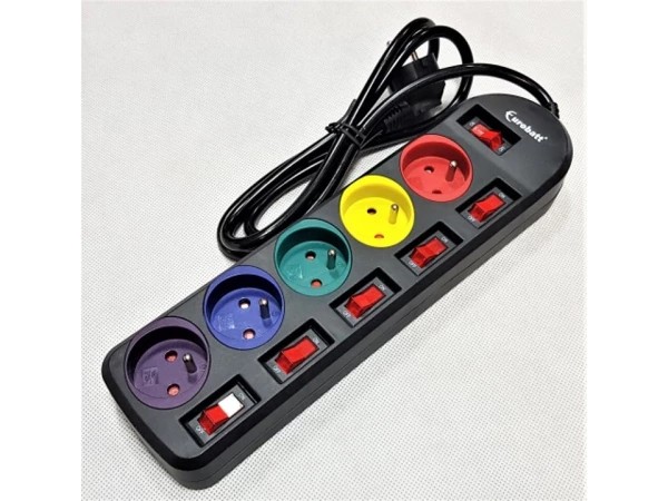 Rallonge multiprise 5 prises avec broche et fiche,