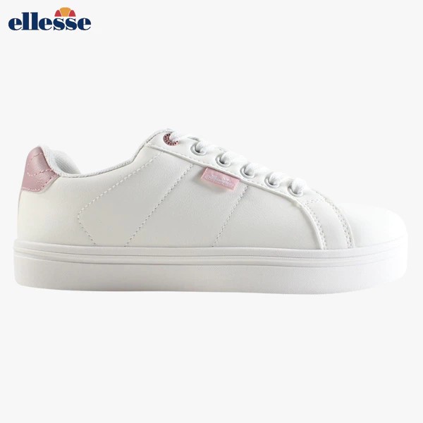 Basket Ellesse Femme BLANC Bordure Rose