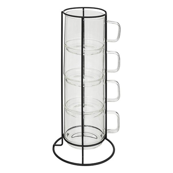 Rack 4 mugs Mia 30 cl, transparent