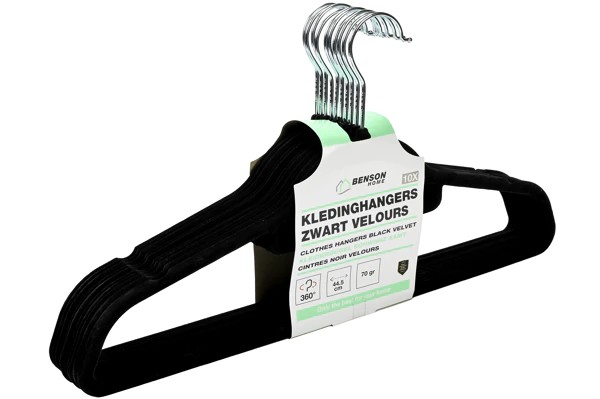 Black velvet hangers, set of 10