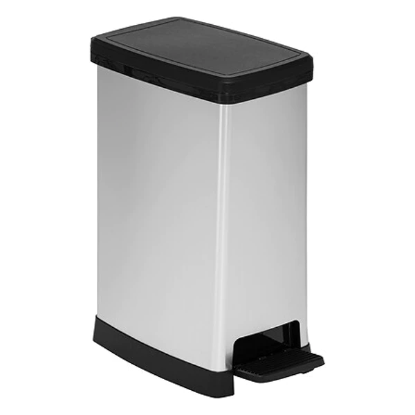 40l slim silver trash can