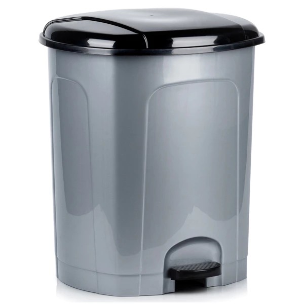 Gray plastic pedal bin 50 l