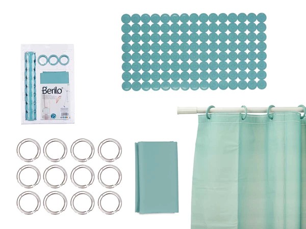 Bath curtain and shower mat set