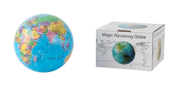 Rotating terrestrial globe on small stand, Ø 14 cm
