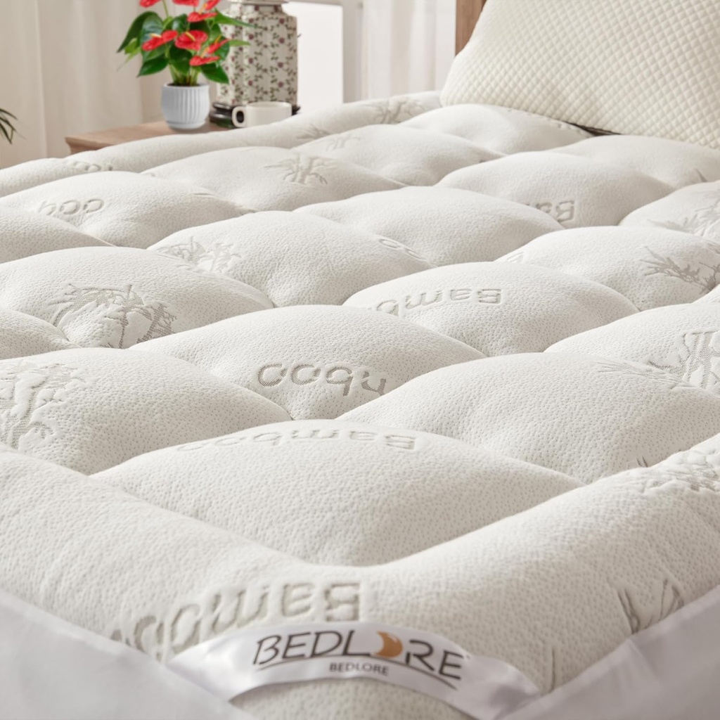 BEDLORE bamboo mattress topper – thick, breathable, relieves the back