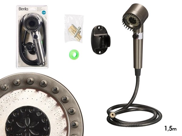 Tuyau cannelé pour douche 1,5 m noir