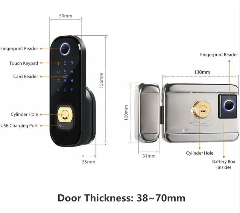 Double-sided fingerprint lock + Card + Key + TTc