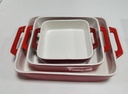 [SET3PLATS] Set de 3 plats a four en ceramique rouge