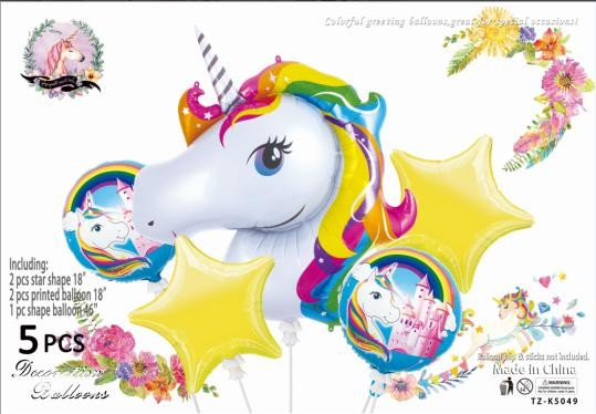 Set of 5 Unicorn Helium Balloons