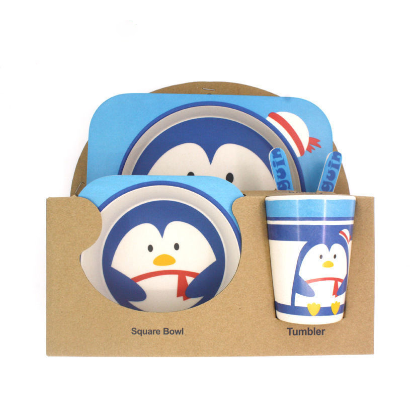 Penguin tableware set made from eco-friendly bamboo fiber