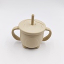 [YY-010 beige] Gobelet en silicone avec paille à écraser, sans BPA (Beige)