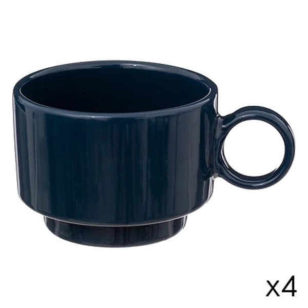 4 retro blue coffee cups 10cl, ink blue