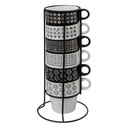 [145445] Rack 6 mugs m ethnik 26cl, noir & blanc
