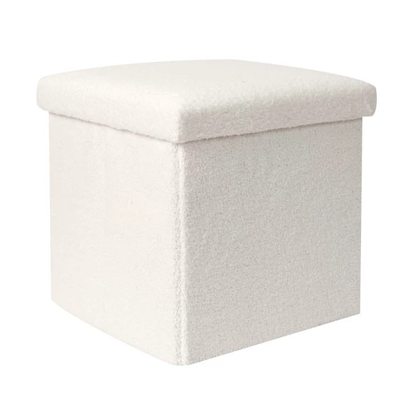 White terry cloth folding pouffe chest