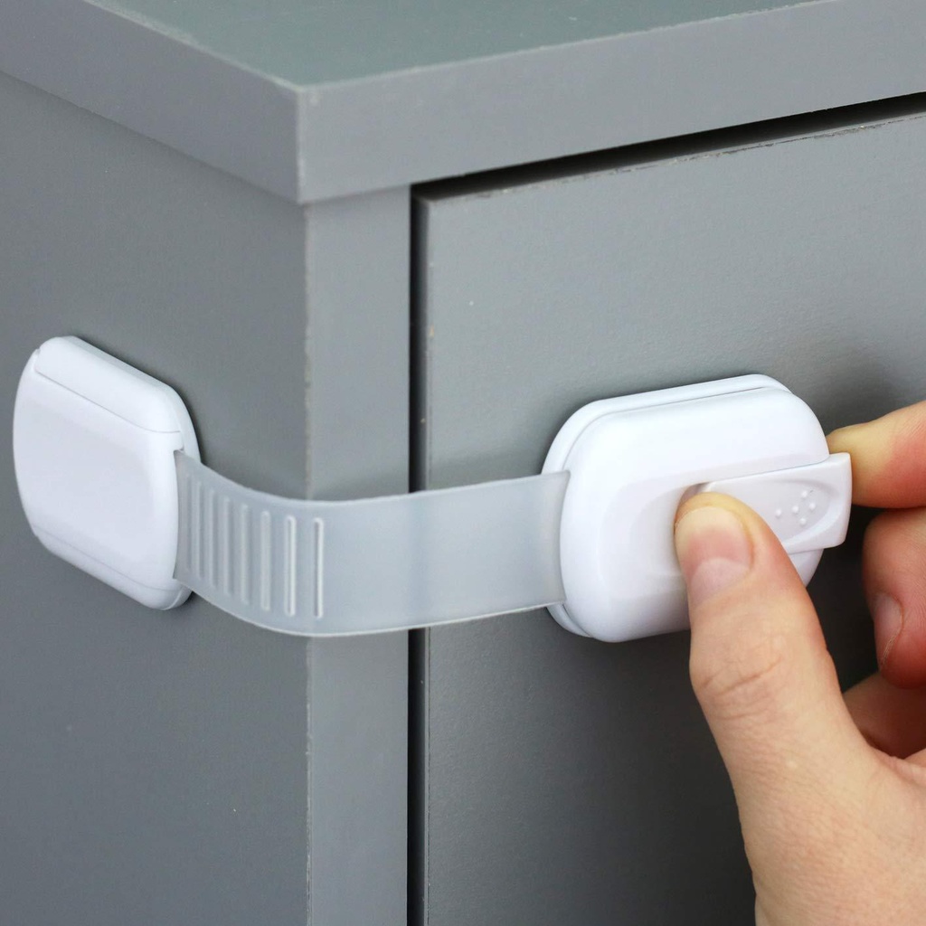 4 Serrures de securite coulissantes pour fermer les tiroirs,  armoires, portes...
