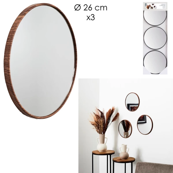 Toronto mirror imitation wood d 26cm x3