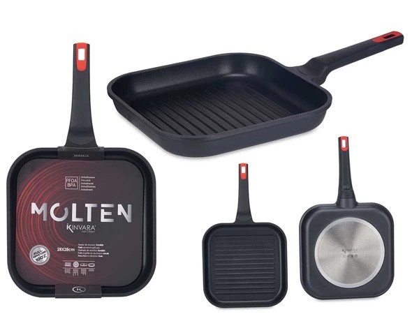 28x28cm cast iron grill pan with full induction