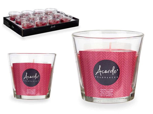 Apple and cinnamon glass candle 28h