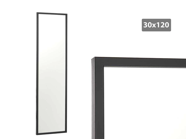 Black frame mirror 30x120cm