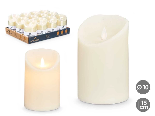 Bougie led creme haute et large