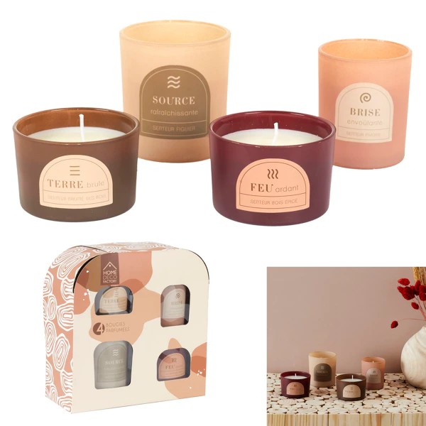 Bougie parfume x4 coffret 4 elements