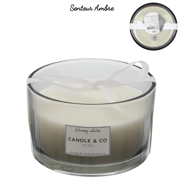 Harmony grey 3-wick scented candle D13cm