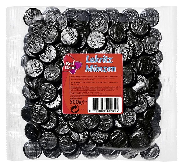 Pieces réglisse bande rouge, sachet 500g