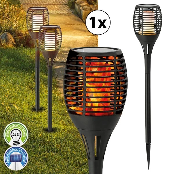 XXL LED solar torch black garden torch 75cm