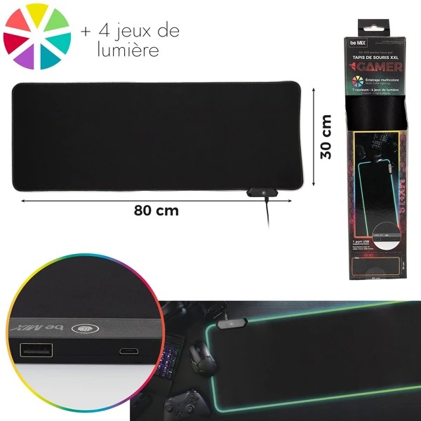 XL RGB gaming mouse carpet 2 USB ports