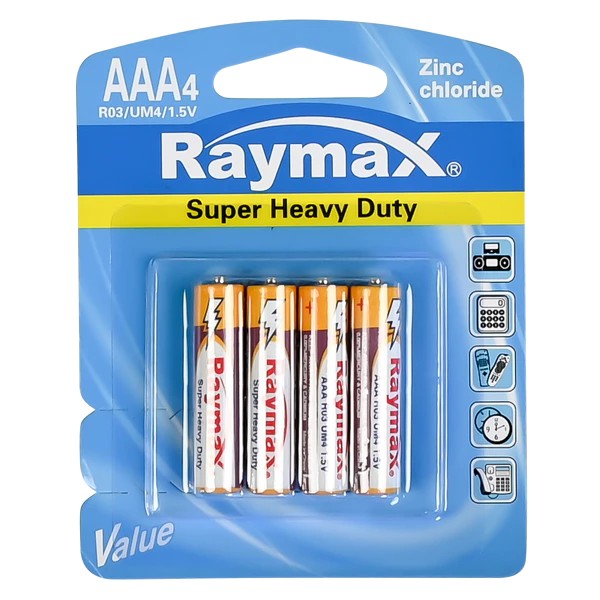 Raymax AAA mini penlite r03 battery 4 pieces zinc