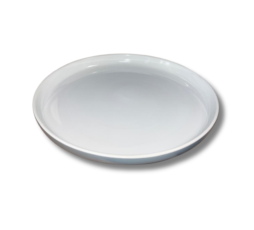 Assiette gris/blanc grande bord haut D: 10.5"